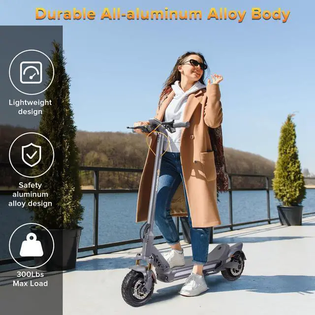 Alt view image 4 of 7 - CUNFON Electric Scooter with seat Adults 30 MPH, 1000W Motor Commuting Electric Scooter Up to 28-37 Miles, 10.5" Off Road Tires, Max Load 250+ lbs,Double Shock Absorption and App Fingerprint Unlock