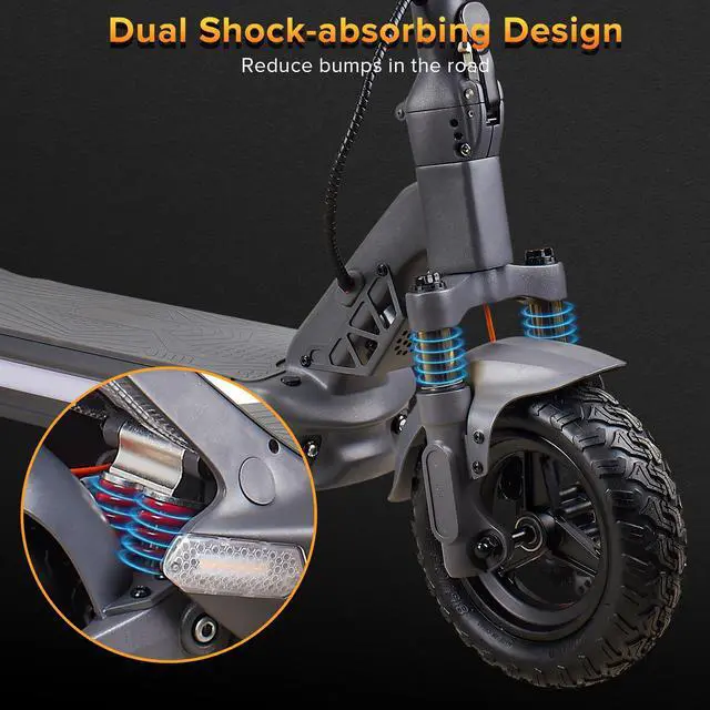 Alt view image 6 of 7 - CUNFON Electric Scooter with seat Adults 30 MPH, 1000W Motor Commuting Electric Scooter Up to 28-37 Miles, 10.5" Off Road Tires, Max Load 250+ lbs,Double Shock Absorption and App Fingerprint Unlock