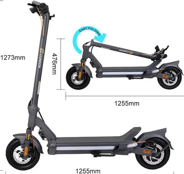 Alt view image 3 of 7 - CUNFON Electric Scooter with seat Adults 30 MPH, 1000W Motor Commuting Electric Scooter Up to 28-37 Miles, 10.5" Off Road Tires, Max Load 250+ lbs,Double Shock Absorption and App Fingerprint Unlock