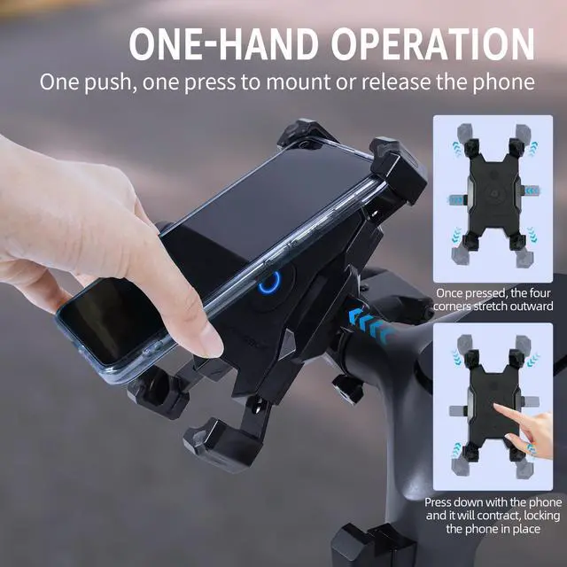 Alt view image 4 of 6 - CUNFON Phone Mount Holder - [360° Adjustable Rotation] [1s Lock] Bike Phone Holder Handlebar Clamp, Bicycle Scooter Phone Clip, for 3.5-6.8 Wide Phones, Black