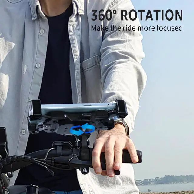 Alt view image 6 of 6 - CUNFON Phone Mount Holder - [360° Adjustable Rotation] [1s Lock] Bike Phone Holder Handlebar Clamp, Bicycle Scooter Phone Clip, for 3.5-6.8 Wide Phones, Black