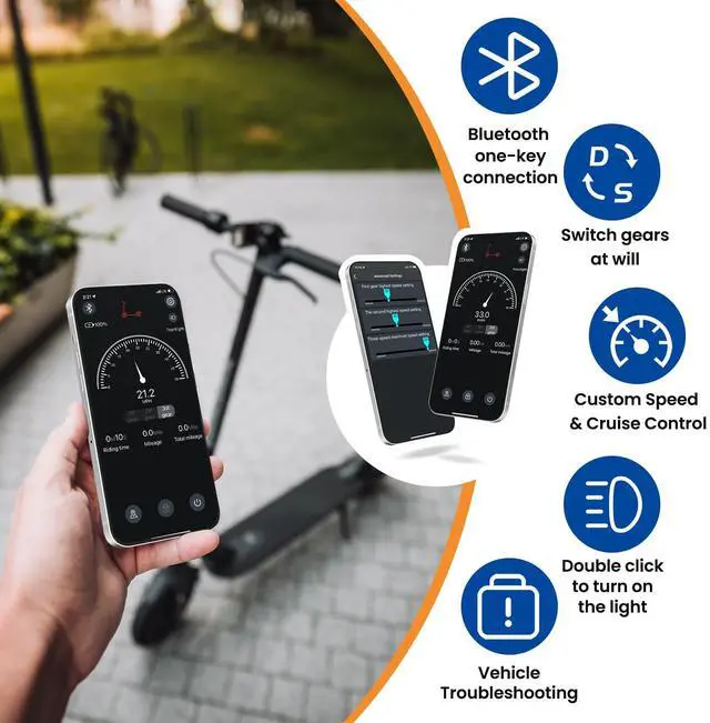 Alt view image 6 of 6 - CUNFON Electric Scooter - 500 Watt Motor, 8.5 Inch Pneumatic Tires, 17-21 Mile Range, 19 MPH Speed, Dual Braking System and APP, Foldable Commuter Electric Scooter, Black