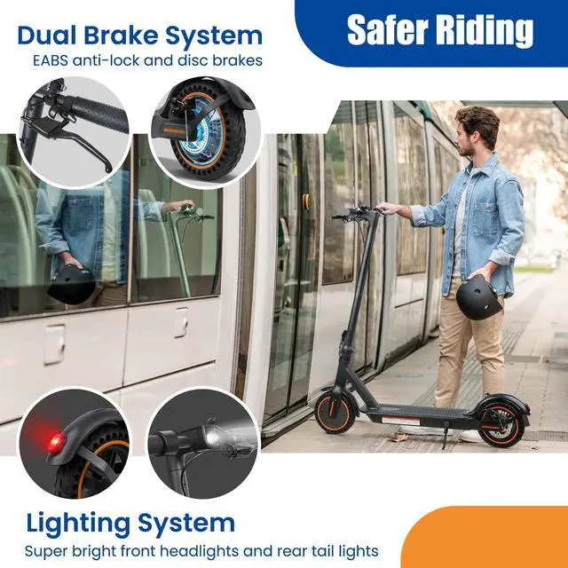Alt view image 4 of 6 - CUNFON Electric Scooter - 500 Watt Motor, 8.5 Inch Pneumatic Tires, 17-21 Mile Range, 19 MPH Speed, Dual Braking System and APP, Foldable Commuter Electric Scooter, Black