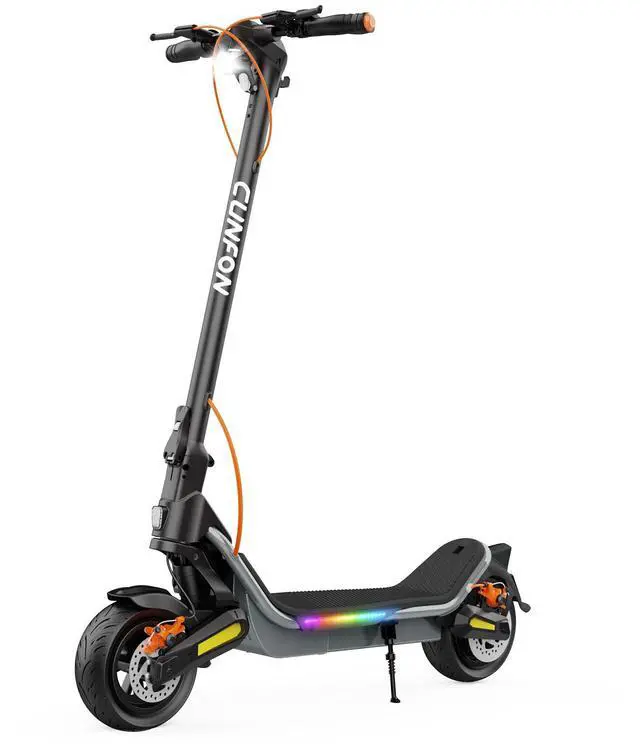 Main image of CUNFON Electric Scooter Adults - 35 Miles Range 25 mph Speed, 500W Rear Motor, Wide Wheel Solid Tires with Spring Suspension, Foldable Commuter Gray E Scooter with APP for Adults and Teens