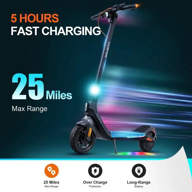 Alt view image 6 of 7 - CUNFON Electric Scooter for Adults, 500W Motor, Up to 19 MPH & 25 Miles Long-Range, 10" Pneumatic Tires, Folding E-Scooter with Drum Brakes and APP, Ideal for Safe Commuting