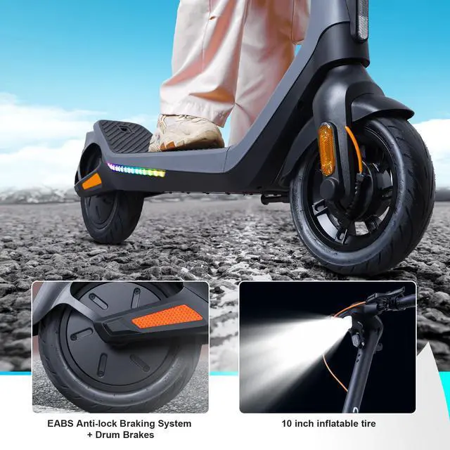 Alt view image 2 of 7 - CUNFON Electric Scooter for Adults, 500W Motor, Up to 19 MPH & 25 Miles Long-Range, 10" Pneumatic Tires, Folding E-Scooter with Drum Brakes and APP, Ideal for Safe Commuting