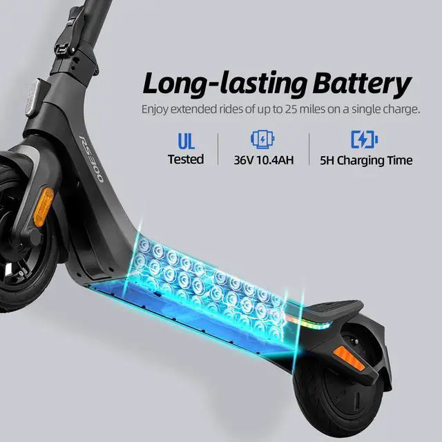 Alt view image 3 of 7 - CUNFON RS300 Electric Scooter, 650W Motor, up to 19MPH,Max Range 25 Miles, Max Payload 265LBS Foldable E-Scooter with Dual Brake & Fingerprint unlock for Commuting for Adults & Teens