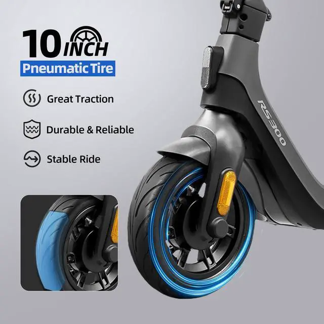 Alt view image 4 of 7 - CUNFON RS300 Electric Scooter, 650W Motor, up to 19MPH,Max Range 25 Miles, Max Payload 265LBS Foldable E-Scooter with Dual Brake & Fingerprint unlock for Commuting for Adults & Teens