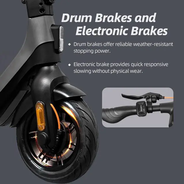 Alt view image 5 of 7 - CUNFON RS300 Electric Scooter, 650W Motor, up to 19MPH,Max Range 25 Miles, Max Payload 265LBS Foldable E-Scooter with Dual Brake & Fingerprint unlock for Commuting for Adults & Teens