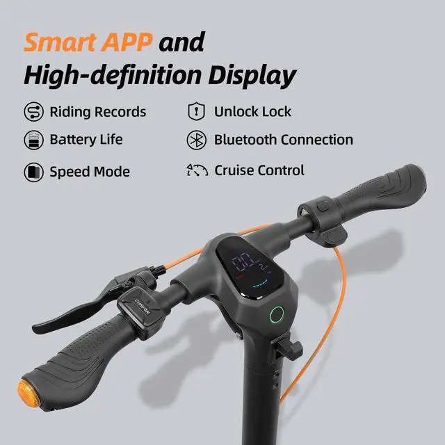 Alt view image 6 of 7 - CUNFON RS300 Electric Scooter, 650W Motor, up to 19MPH,Max Range 25 Miles, Max Payload 265LBS Foldable E-Scooter with Dual Brake & Fingerprint unlock for Commuting for Adults & Teens