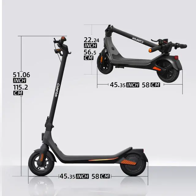Alt view image 7 of 7 - CUNFON RS300 Electric Scooter, 650W Motor, up to 19MPH,Max Range 25 Miles, Max Payload 265LBS Foldable E-Scooter with Dual Brake & Fingerprint unlock for Commuting for Adults & Teens