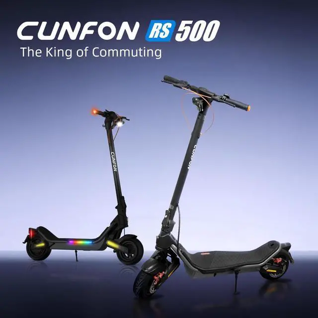 Alt view image 2 of 7 - CUNFON Electric Scooter Adults CUNFON RS500,Up to 25 MPH, 25-Mile Range,1000W Peak Motor, 624wh Battery, 9.5" Pneumatic Thickened Tire with Turn Signal E Scooter for Commute,UL2272 Certified