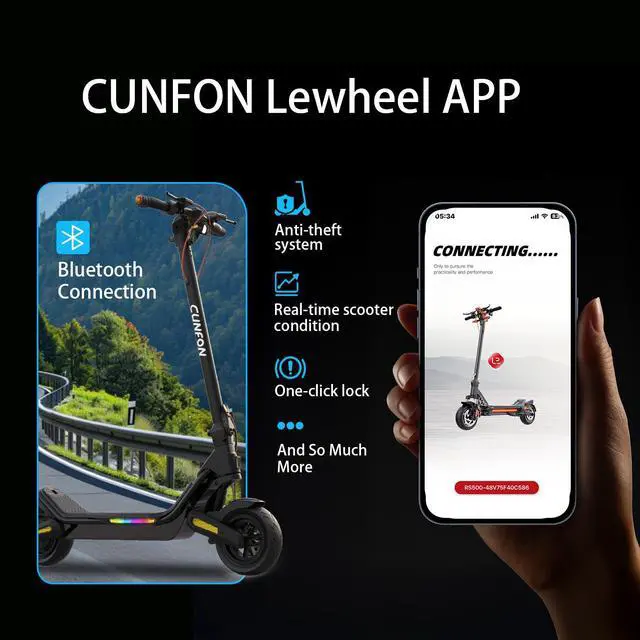 Alt view image 4 of 7 - CUNFON Electric Scooter Adults CUNFON RS500,Up to 25 MPH, 25-Mile Range,1000W Peak Motor, 624wh Battery, 9.5" Pneumatic Thickened Tire with Turn Signal E Scooter for Commute,UL2272 Certified