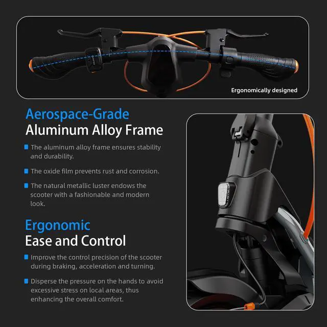 Alt view image 6 of 7 - CUNFON Electric Scooter Adults CUNFON RS500,Up to 25 MPH, 25-Mile Range,1000W Peak Motor, 624wh Battery, 9.5" Pneumatic Thickened Tire with Turn Signal E Scooter for Commute,UL2272 Certified