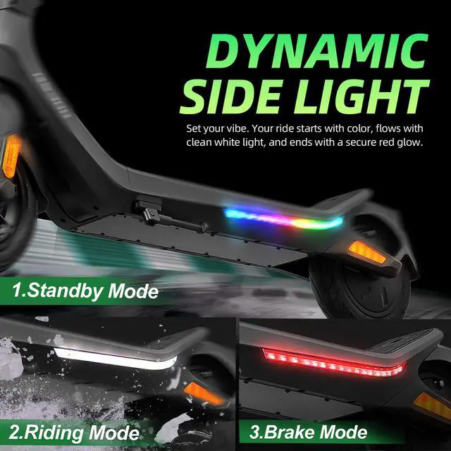 Alt view image 4 of 7 - CUNFON Electric Scooter for Adults and Teens, 650W Peak Motor, Up to 19 MPH & 25 Miles Long-Range, 10" Pneumatic Tires, Fingerprint, Folding E-Scooter with Drum and Electric Brakes and APP