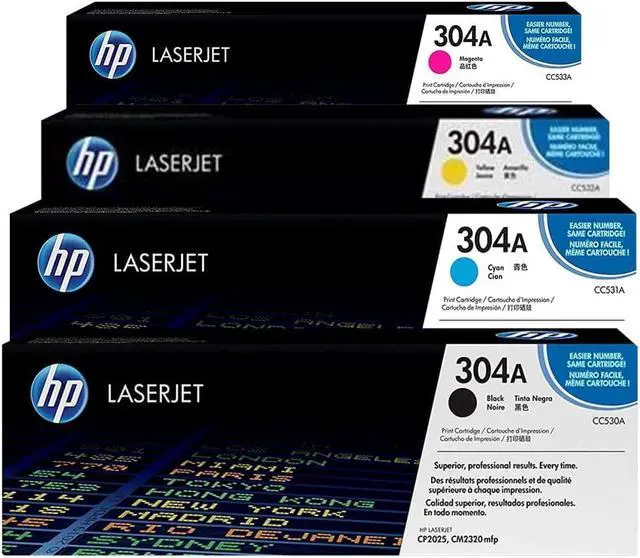 Alt view image 2 of 2 - Original hp 304A Toner Cartridges Black, Cyan, Yellow, Magenta Set CC530A, CC531A, CC532A, CC533A