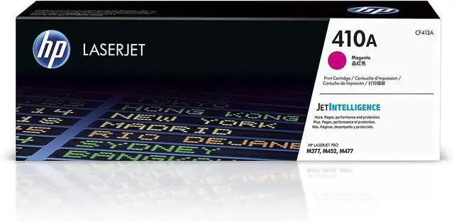 Alt view image 5 of 6 - Original HP 410A Toner Cartridge 4-Pack (CF410A, CF411A, CF412A, CF413A)  Black, Cyan, Yellow, Magenta  Works with LaserJet Pro M452, M477 Series  Genuine OEM, Factory Sealed