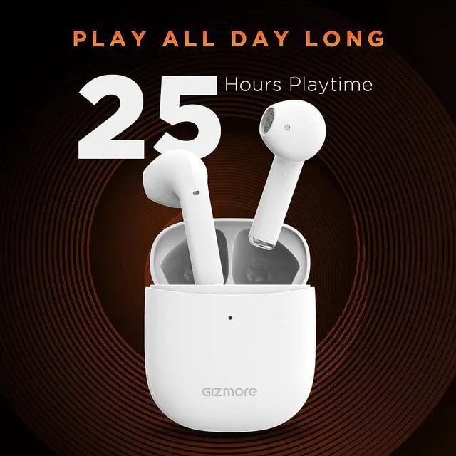 Alt view image 3 of 6 - GIZMORE TWS 801 Air Massive Playback Upto 25 Hr, Voice Assistant & Type C Fast Charge Bluetooth Headset 15 Minutes of Charging Time Wireless Earphone (White)
