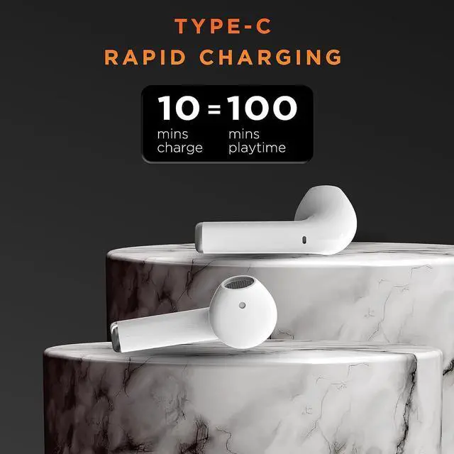 Alt view image 4 of 6 - GIZMORE TWS 801 Air Massive Playback Upto 25 Hr, Voice Assistant & Type C Fast Charge Bluetooth Headset 15 Minutes of Charging Time Wireless Earphone (White)