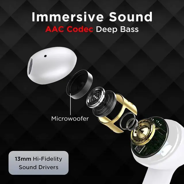 Alt view image 5 of 6 - GIZMORE TWS 809 Pro Bluetooth 5.3 | Enc | Featherlite Sung Fit in-Ear Wireless Earbuds Bluetooth Headset Provide Up to 20 Hours of Playtime with The Charging Case (White)