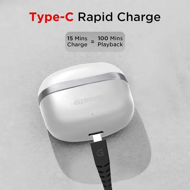 Alt view image 6 of 6 - GIZMORE TWS 809 Pro Bluetooth 5.3 | Enc | Featherlite Sung Fit in-Ear Wireless Earbuds Bluetooth Headset Provide Up to 20 Hours of Playtime with The Charging Case (White)