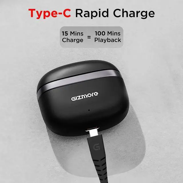 Alt view image 6 of 7 - GIZMORE TWS 809 Pro Bluetooth 5.3 | Featherlite Sung Fit in-Ear Wireless Earbuds Bluetooth Headset Provide Up to 20 Hours of Playtime with The Charging Case (Black)