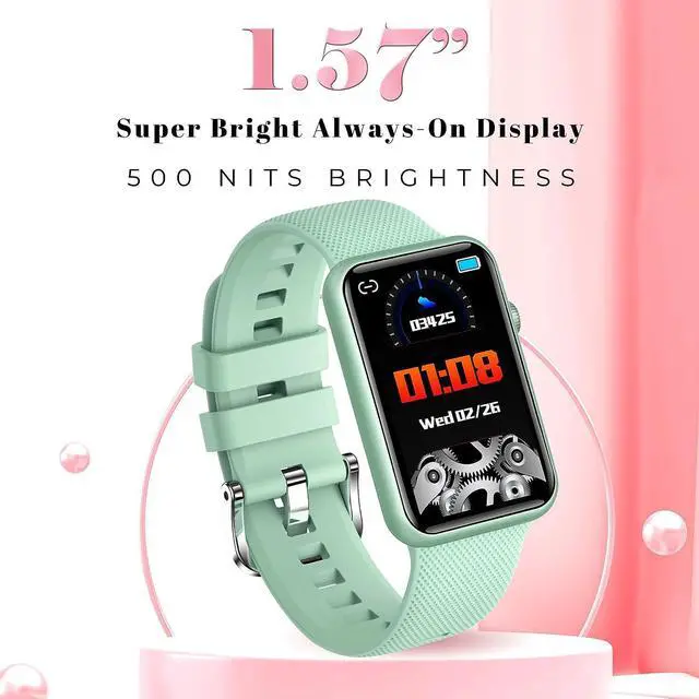 Alt view image 3 of 7 - GIZMORE Slate 1.57 Inch Super Aod with 500 Nits Brightness | Ai | Sports Modes | Spo2, Bt Calling Smartwatch Sleek Metal Frame Curved Glass Rectangular Display (Green)