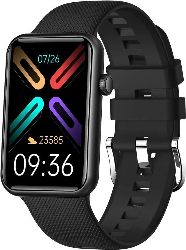 Main image of GIZMORE Slate 1.57 Inch Super Aod with 500 Nits Brightness | Ai | Sports Modes | Spo2, Bt Calling Smartwatch Curved Glass Rectangular Display | Sleek Metal Frame (Black)