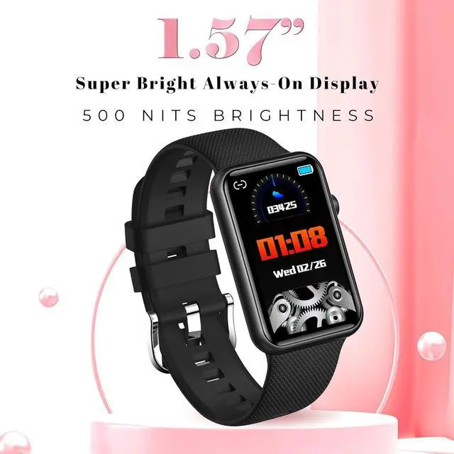 Alt view image 4 of 7 - GIZMORE Slate 1.57 Inch Super Aod with 500 Nits Brightness | Ai | Sports Modes | Spo2, Bt Calling Smartwatch Curved Glass Rectangular Display | Sleek Metal Frame (Black)