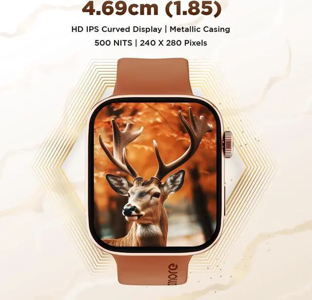 Alt view image 2 of 7 - GIZMORE Bluetooth Calling Smartwatch Cloud 1.85(4.69) Cm IPS Large 500 Nits Peak Brighter Display | Ai Voice Assistant | Privacy Lock | Multiple Sport Modes| (Brown)