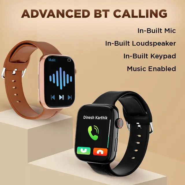 Alt view image 4 of 7 - GIZMORE Bluetooth Calling Smartwatch Cloud 1.85(4.69) Cm IPS Large 500 Nits Peak Brighter Display | Ai Voice Assistant | Privacy Lock | Multiple Sport Modes| (Brown)