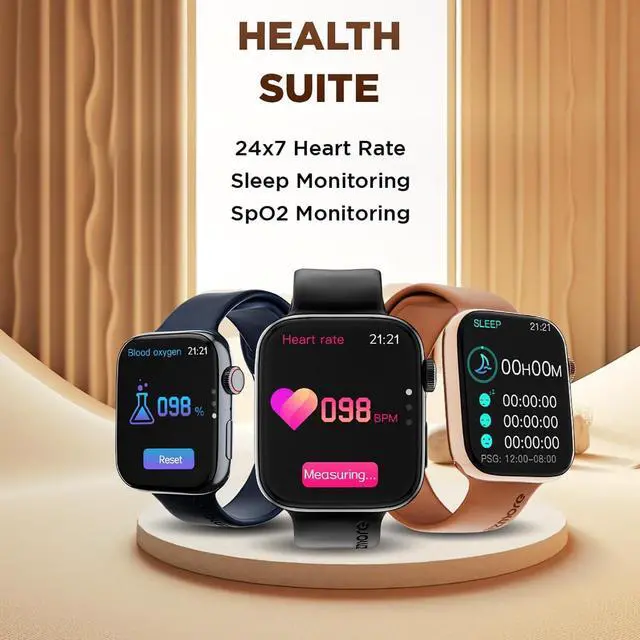 Alt view image 7 of 7 - GIZMORE Bluetooth Calling Smartwatch Cloud 1.85(4.69) Cm IPS Large 500 Nits Peak Brighter Display | Ai Voice Assistant | Privacy Lock | Multiple Sport Modes| (Brown)
