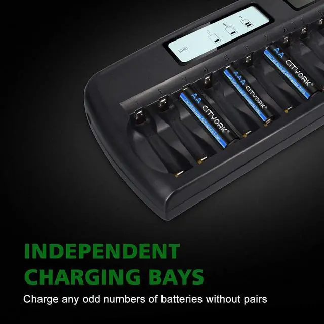 Alt view image 6 of 6 - CITYORK 16 Bay 1.2V Rechargeable Battery Charger,  AA AAA NiMH NiCD Battery Charger with Refresh Function