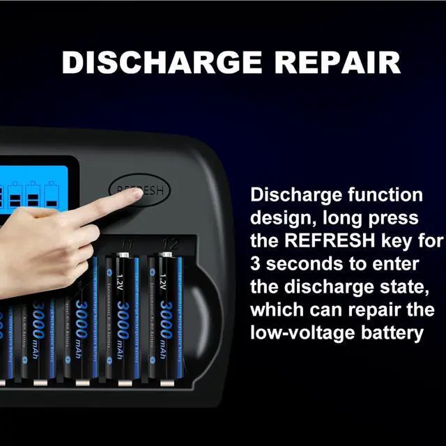 Alt view image 5 of 6 - CITYORK 12 Bay AA AAA Battery Charger,Household Rechargeable Battery Charger for 1.2v AA AAA Ni-MH/Ni-CD Rechargeable Batteries with Refresh Function with AC Wall Adapter-Upgrade