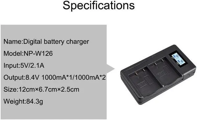 Alt view image 3 of 7 - CITYORK NP-W126 W126S Camera Bttery and Dual Charger for Fujifilm X-T20 XT20 X100F X-H1 XH1 X-A5 XA5 X-A20 XA20 X-E3 XE3 X-T3 X-T30