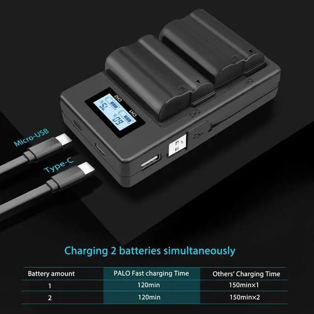 Alt view image 3 of 7 - CITYORK EN-EL15 EN-EL15A Battery Charger Set for Nikon d750, d7500, d850, d800 and More (2-Pack 2500mAh Replacement Battery, Micro USB Input Charger