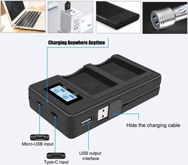 Alt view image 7 of 7 - CITYORK 2 Pack ENEL14 EL14a Batteries with USB LCD Smart Charger for Nikon D3100 D3200 D3300 D5100 D5500 D5300 P7000 P7700 P7800