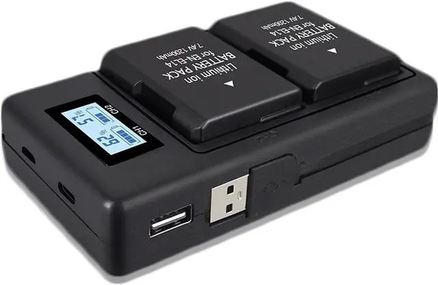 Main image of CITYORK 2 Pack ENEL14 EL14a Batteries with USB LCD Smart Charger for Nikon D3100 D3200 D3300 D5100 D5500 D5300 P7000 P7700 P7800