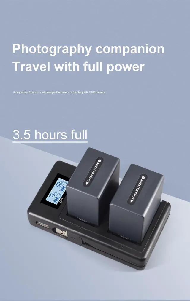 Alt view image 2 of 7 - CITYORK 2 Packs NP FV100 Batteries with LCD USB Charger for Sony NP-FV30 NP-FV50 NP-FV70 SX83E SX63E FDR-AX100E AX100E