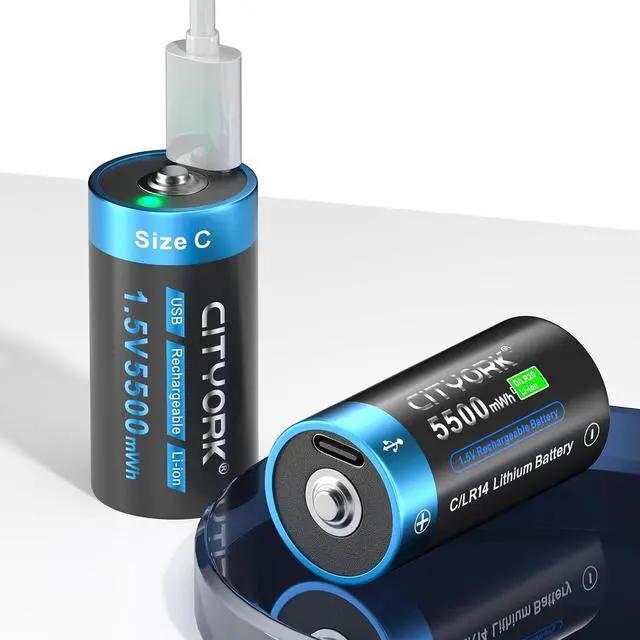 Alt view image 5 of 6 - CITYORK 4 Pack 1.5V 5500mWh USB Rechargeable C Lithium Batteries, Constant Output C Cell Li-ion Batteries, Fast Charging