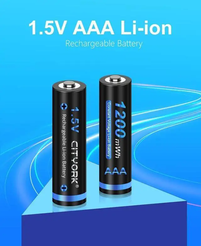 Alt view image 4 of 7 - CITYORK 1.5v AAA 1200mWh Lithium Rechargeable Batteries 8 Pack