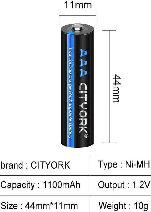 Alt view image 4 of 7 - CITYORK 16 Pack 1.2V Ni-MH AAA 1100mah Rechargeable Battery for Solar Lights, Remote Controller, Electric Toys