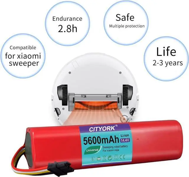 Alt view image 3 of 6 - CITYORK Replacement Battery for Xiaomi  Vacuum Robot Cleaner Roborock E4 S4 S5 S6 S7,5600mAh