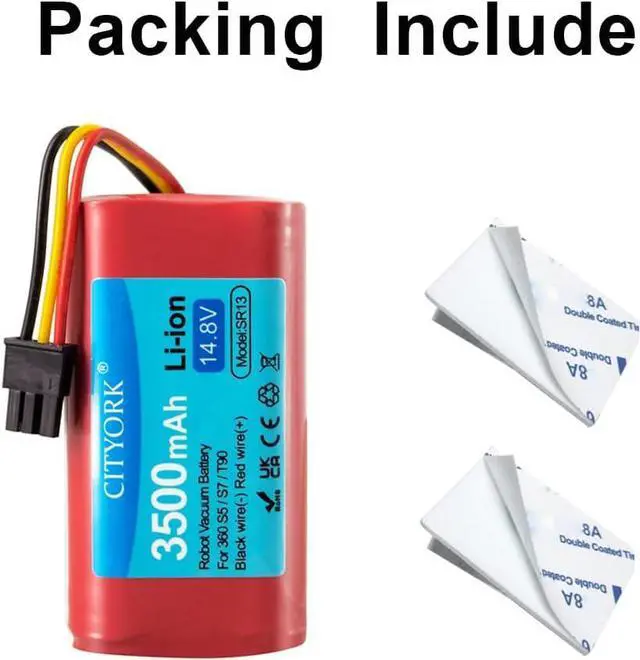 Alt view image 2 of 7 - CITYORK Replacement Battery for 360 S5 S7 T90 LiDAR Robot Vacuum,14.8v 3500mAh