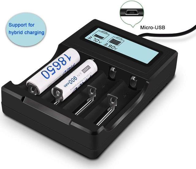 Alt view image 2 of 6 - CITYORK USB Smart Battery Charger, Universal Intelligent Charger with 4 Slot LCD Display for 18650 14500 18500 16350 Li-ion Rechargeable Batteries