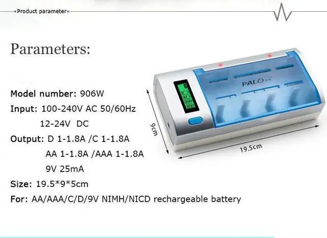 Alt view image 4 of 7 - Universal AA AAA C D 9V Battery Charger, LCD Smart Individual Charger with Discharge Function Fast Charging for AA AAA C D 9V Ni-MH Ni-CD Rechargeable Batteries