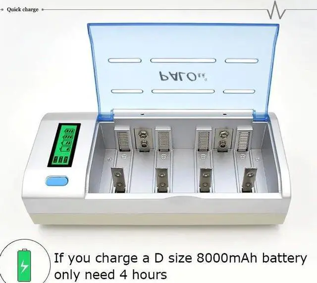 Alt view image 6 of 7 - Universal AA AAA C D 9V Battery Charger, LCD Smart Individual Charger with Discharge Function Fast Charging for AA AAA C D 9V Ni-MH Ni-CD Rechargeable Batteries