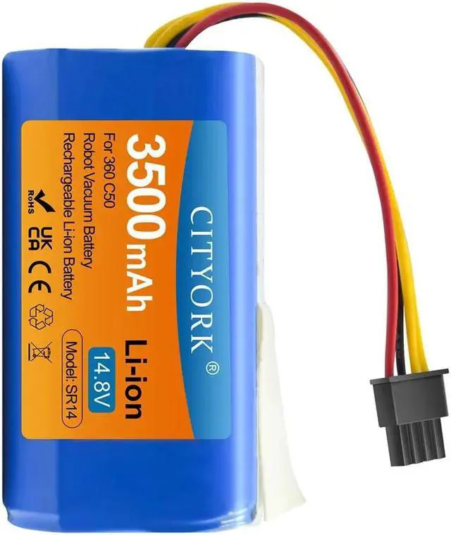 Alt view image 6 of 7 - CITYORK 14.8v 3500mAh Replacement Battery For 360 C50 Robotic Vacuum Cleaner Replacement Batteries Spare Parts 360 c50 Battery