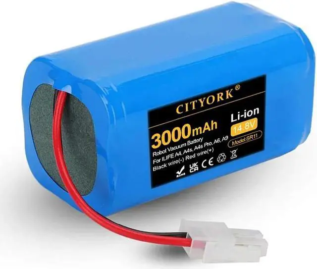 Alt view image 5 of 5 - CITYORK 14.8V 3000mah Replacement Battery For ILIFE A4 A4s V7s A6 V7s Plus A9  Robot Vacuum Cleaner