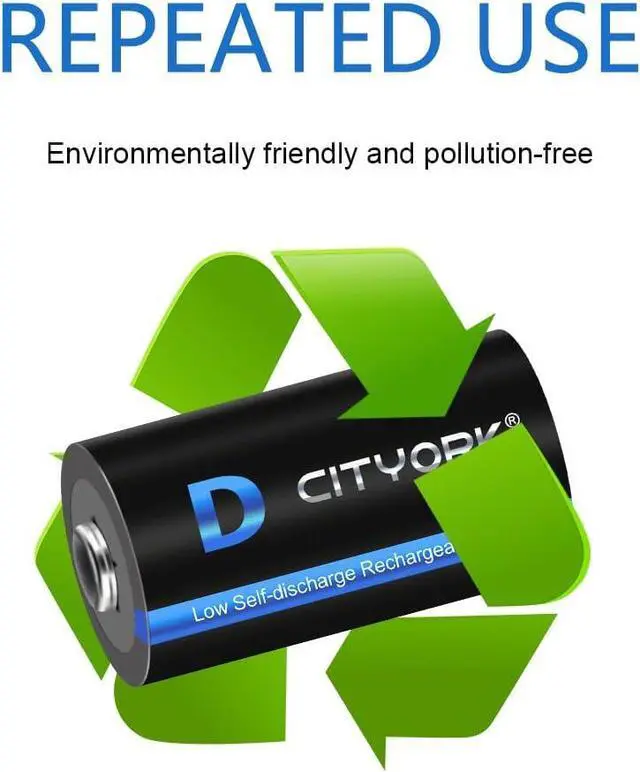 Alt view image 3 of 6 - CITYORK 6 Pack 10000 Mah 1.2V Ni-MH Rechargeable D Batteries, Discharge D Size Rechargeable Batteries